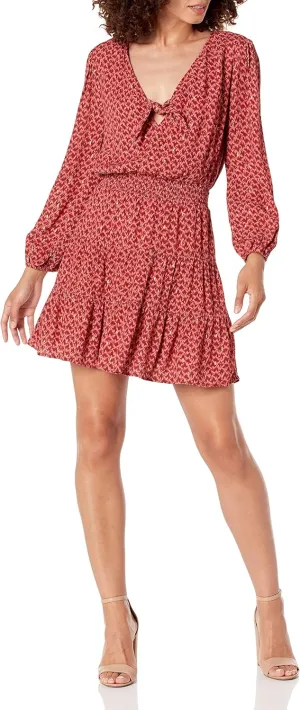 PAIGE Women's Sandee Three Quarter Sleeve Mini Day to Night Dress in Papaya Multi