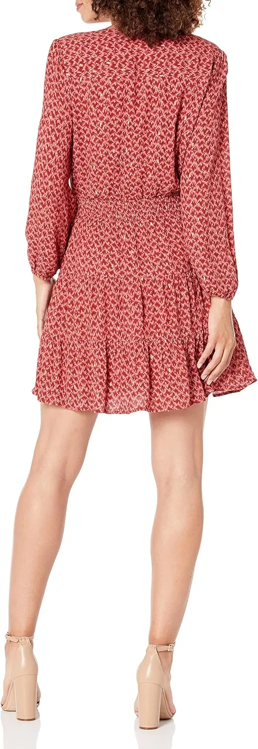 PAIGE Women's Sandee Three Quarter Sleeve Mini Day to Night Dress in Papaya Multi