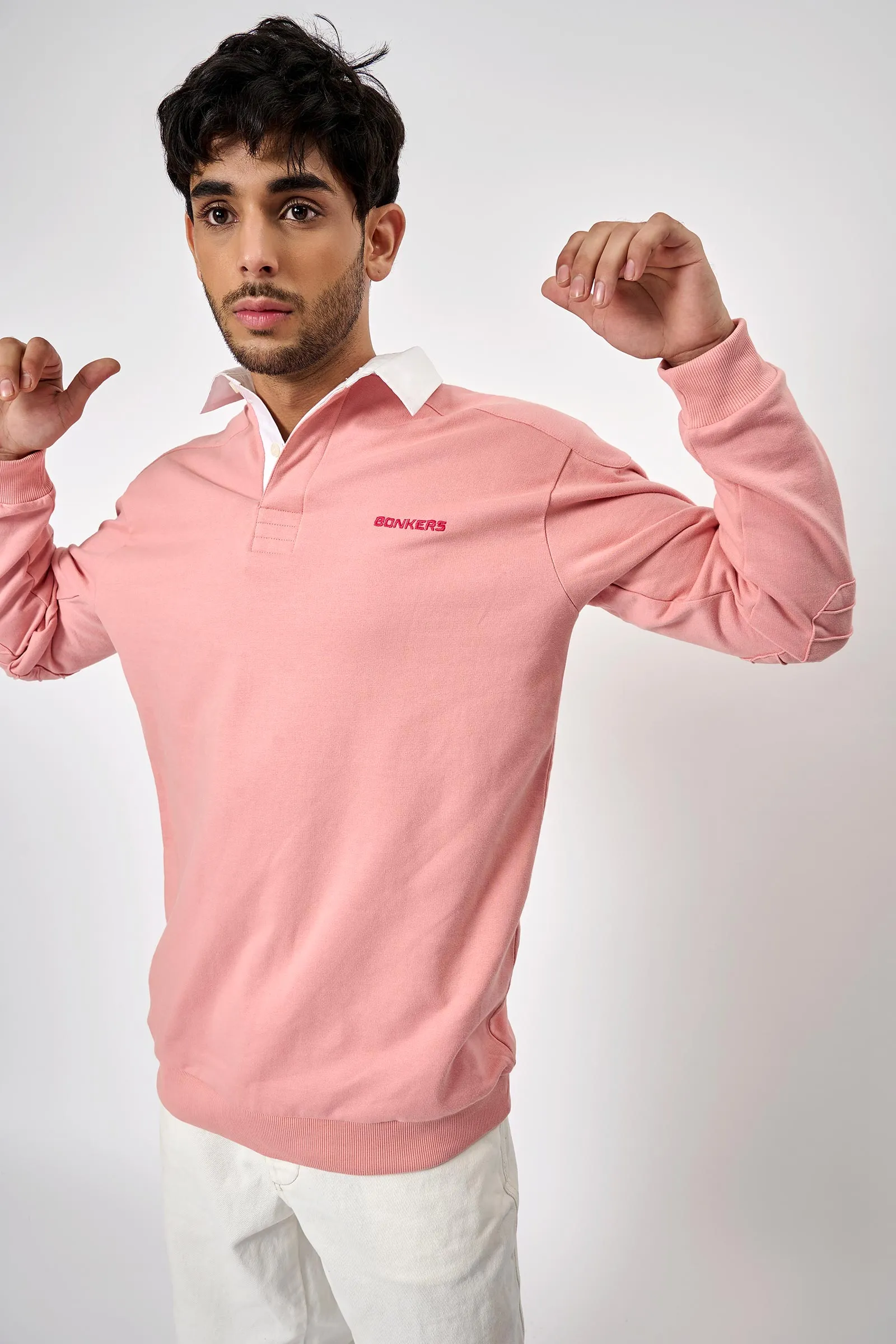 Pink Collared Sweatshirt