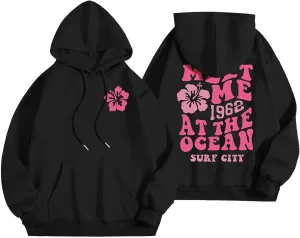 Pink Graphic Hoodies for Women 2024 Fall Outfits Oversized Hoodie Teen Girls Cute Preppy Sweatshirts Casual Pullover