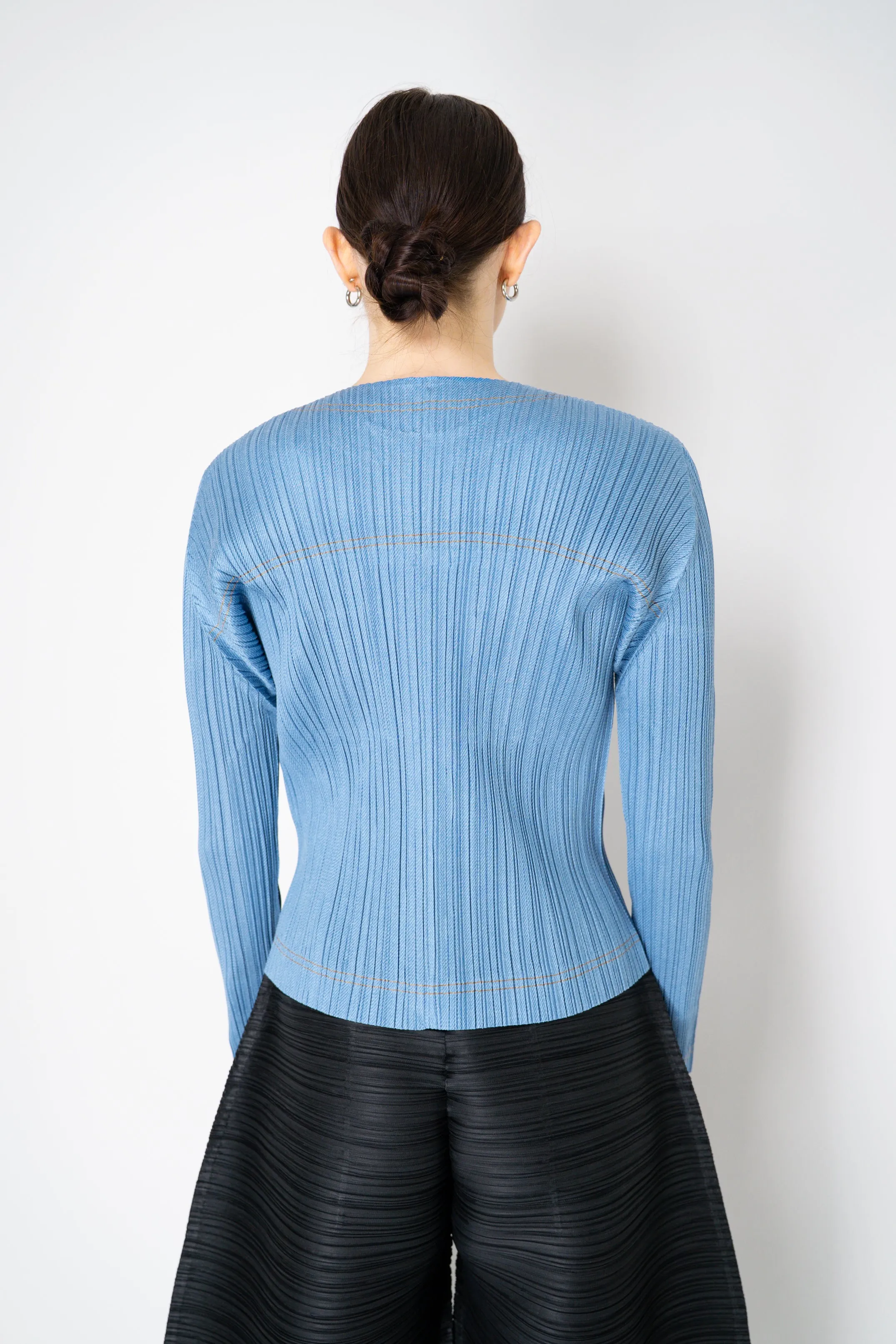 Pleats Please Issey Miyake Cotton Denim Pleated Jacket