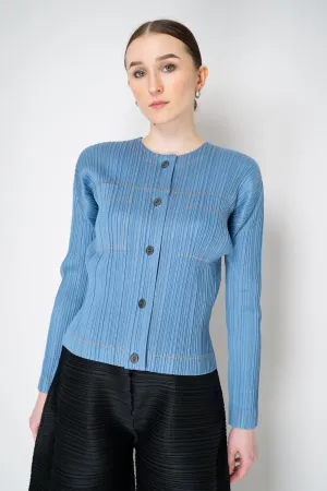 Pleats Please Issey Miyake Cotton Denim Pleated Jacket
