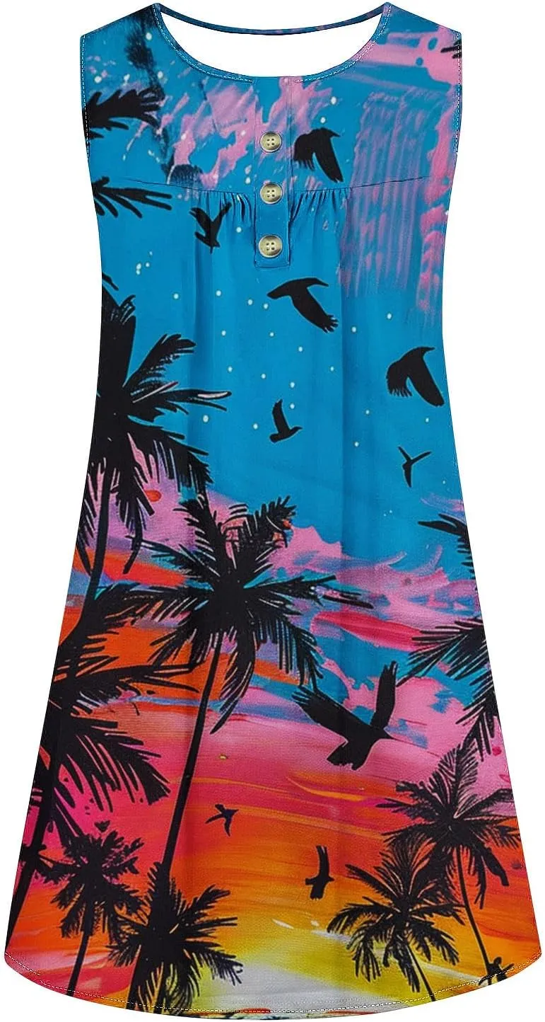 Plus Size Easter Dress Cotton Caftans for Women Midi Summer Dresses Button Dress for Women