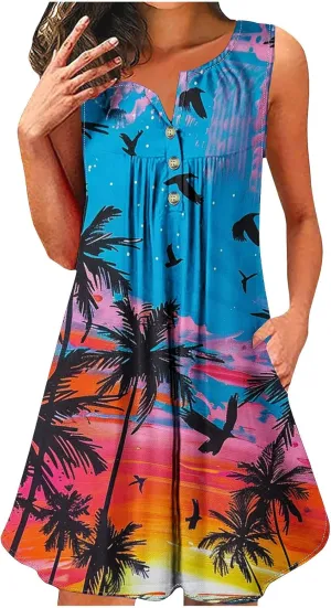 Plus Size Easter Dress Cotton Caftans for Women Midi Summer Dresses Button Dress for Women
