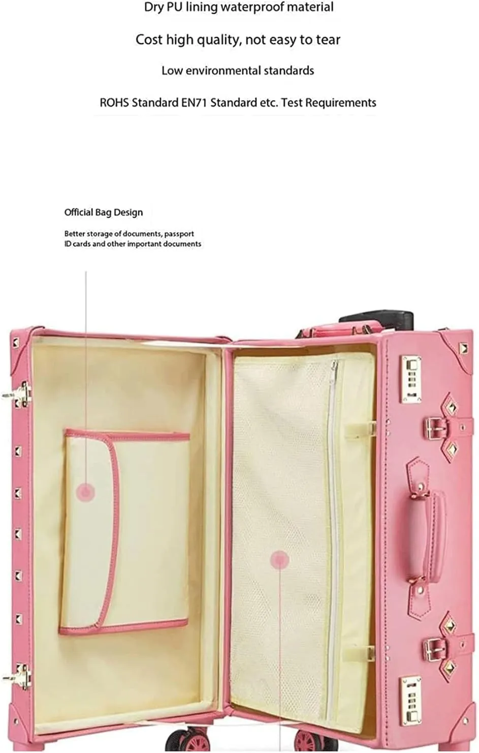 Portable Suitcase Leather Suitcase Large Expandable Luggage with Spinner Wheels Lightweight Carry On Luggage Hard Travel Suitcases (C 20 inches)