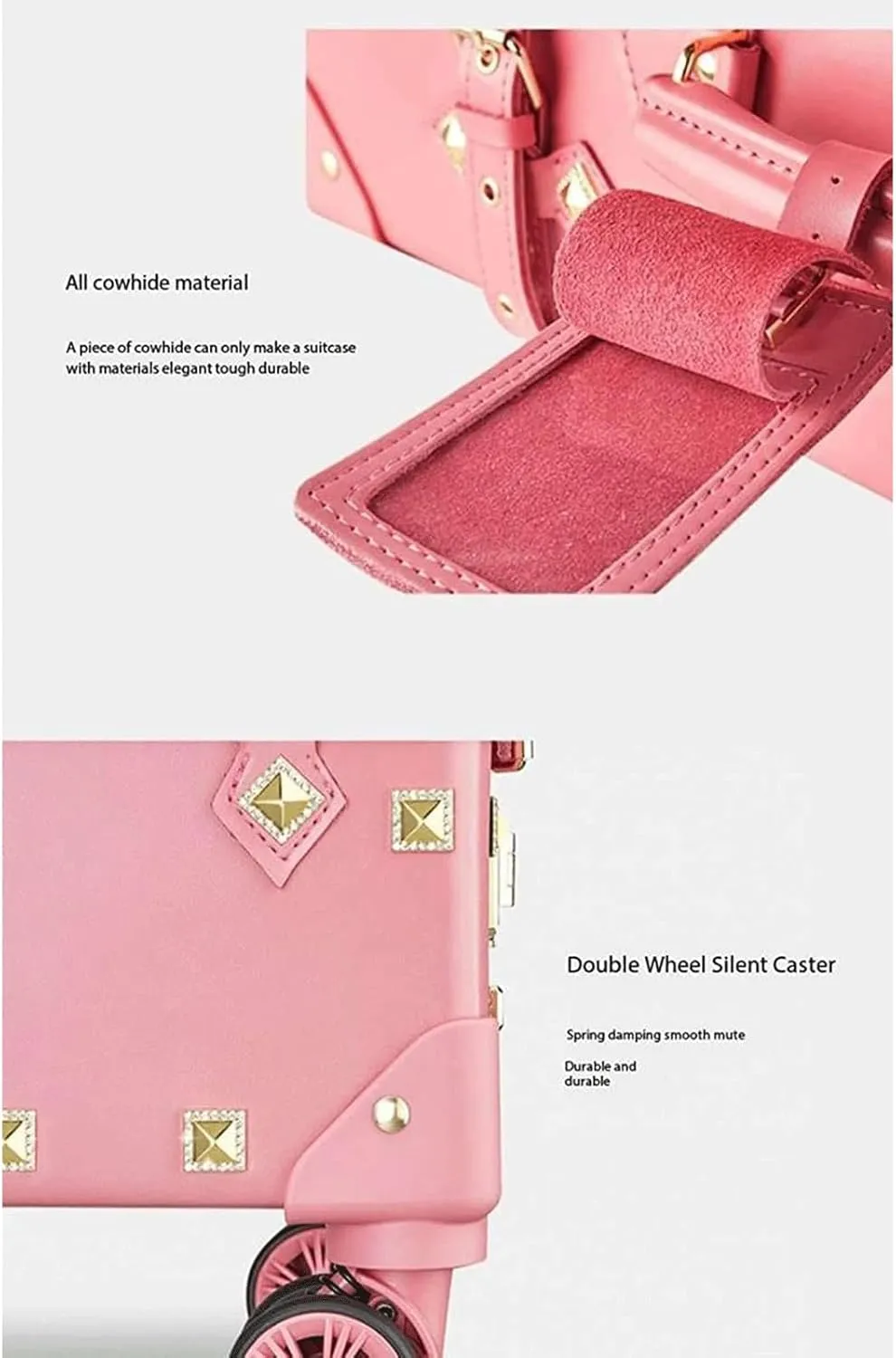 Portable Suitcase Leather Suitcase Large Expandable Luggage with Spinner Wheels Lightweight Carry On Luggage Hard Travel Suitcases (C 20 inches)