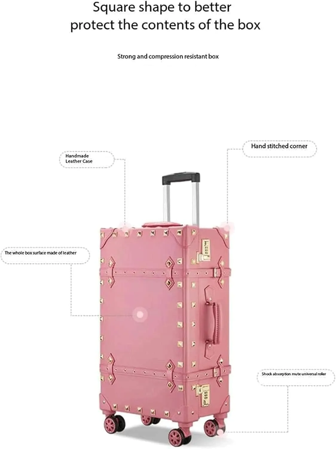 Portable Suitcase Leather Suitcase Large Expandable Luggage with Spinner Wheels Lightweight Carry On Luggage Hard Travel Suitcases (C 20 inches)