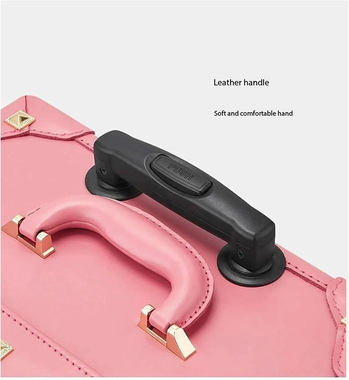 Portable Suitcase Leather Suitcase Large Expandable Luggage with Spinner Wheels Lightweight Carry On Luggage Hard Travel Suitcases (C 20 inches)
