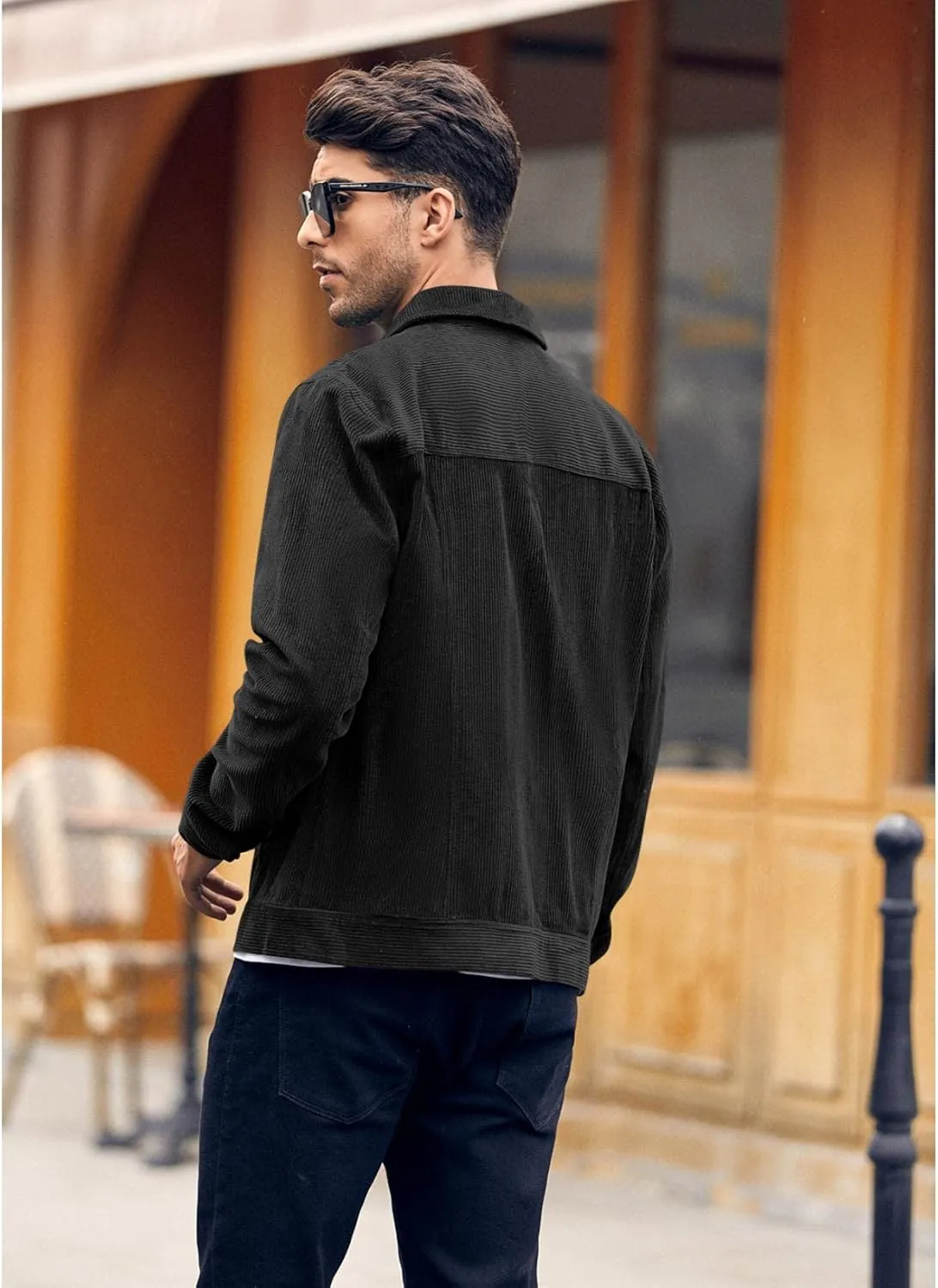 Pretifeel Mens Corduroy Trucker Jacket Slim Fit Button Down Fall Winter Coat