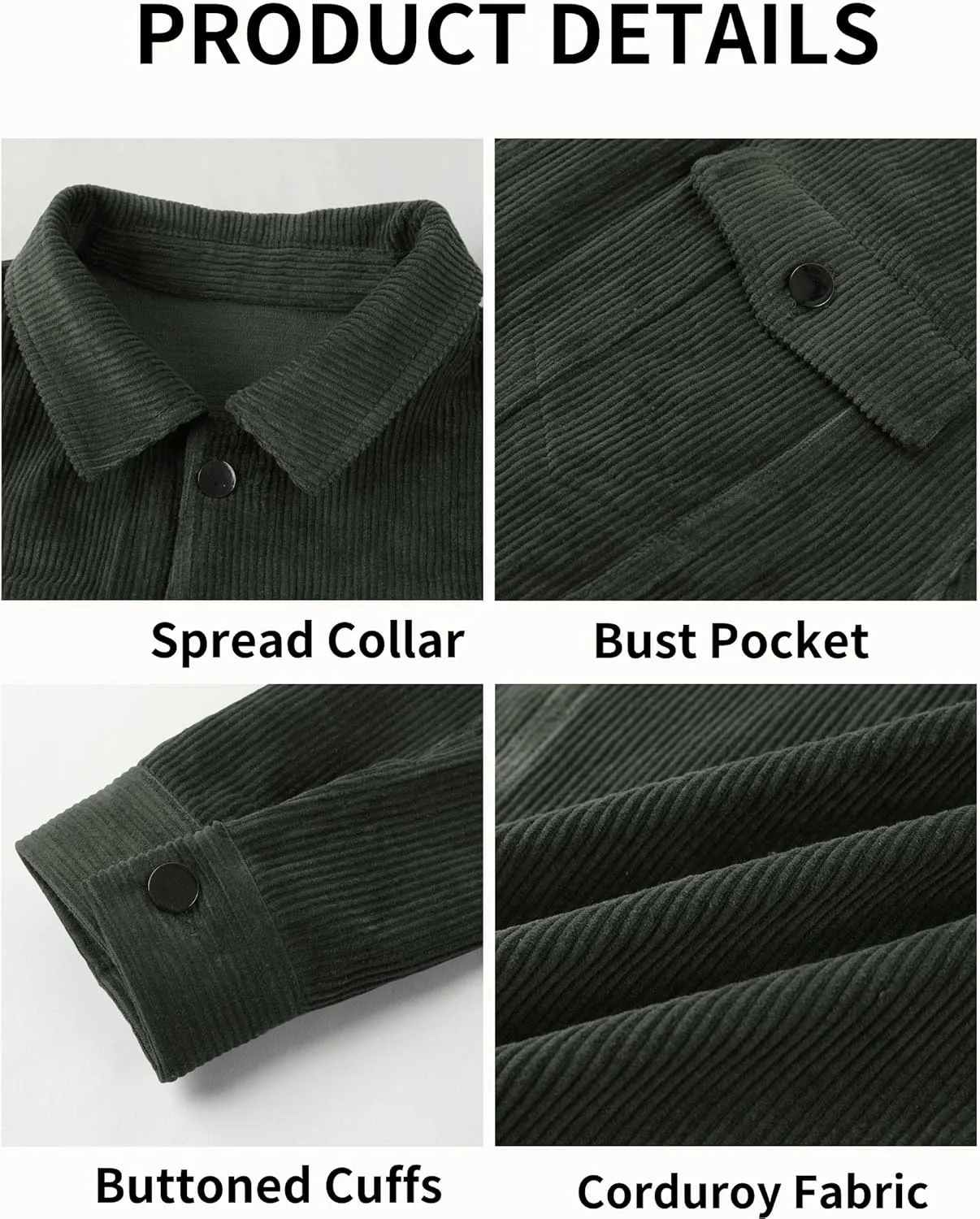 Pretifeel Mens Corduroy Trucker Jacket Slim Fit Button Down Fall Winter Coat