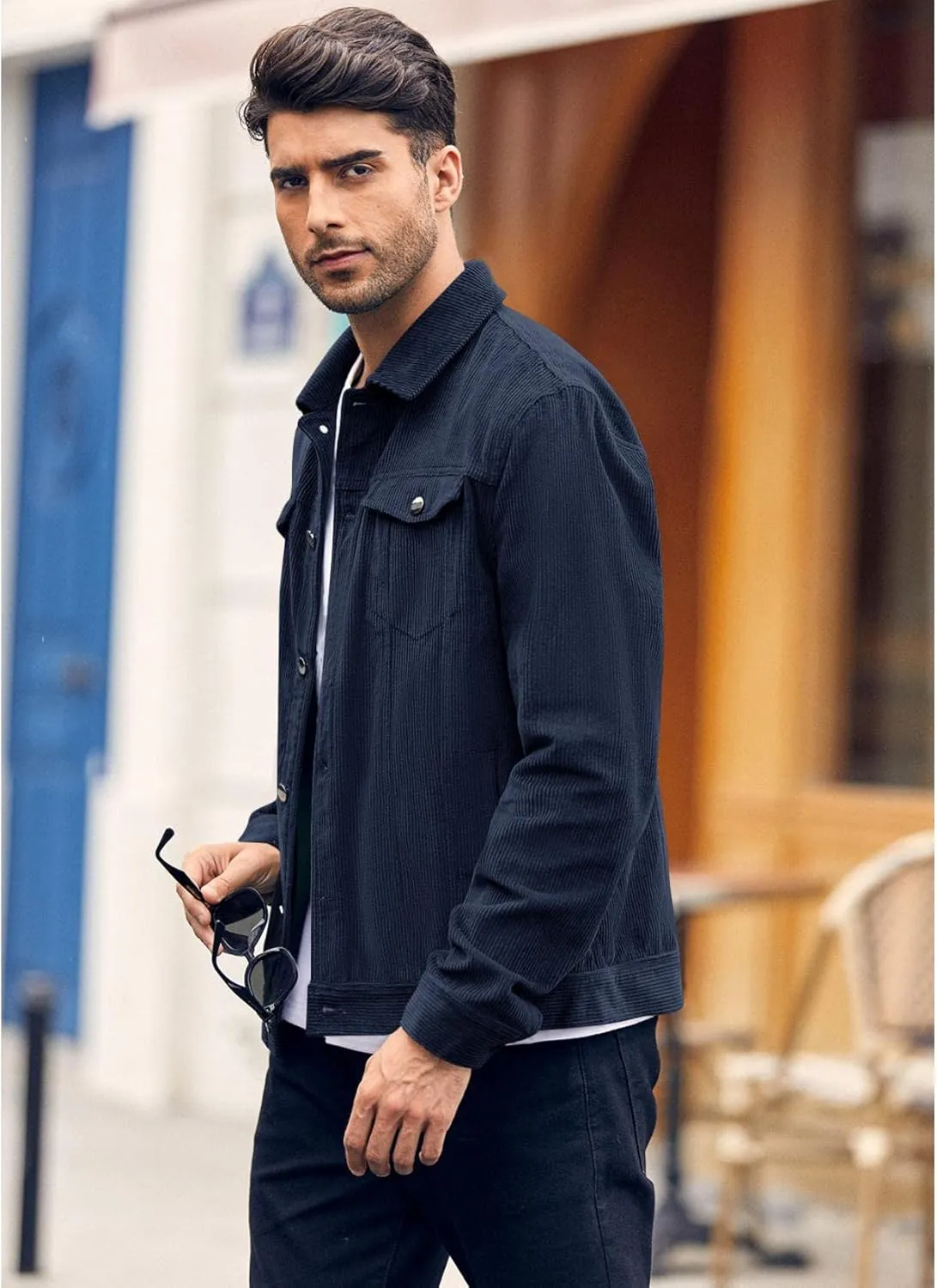 Pretifeel Mens Corduroy Trucker Jacket Slim Fit Button Down Fall Winter Coat