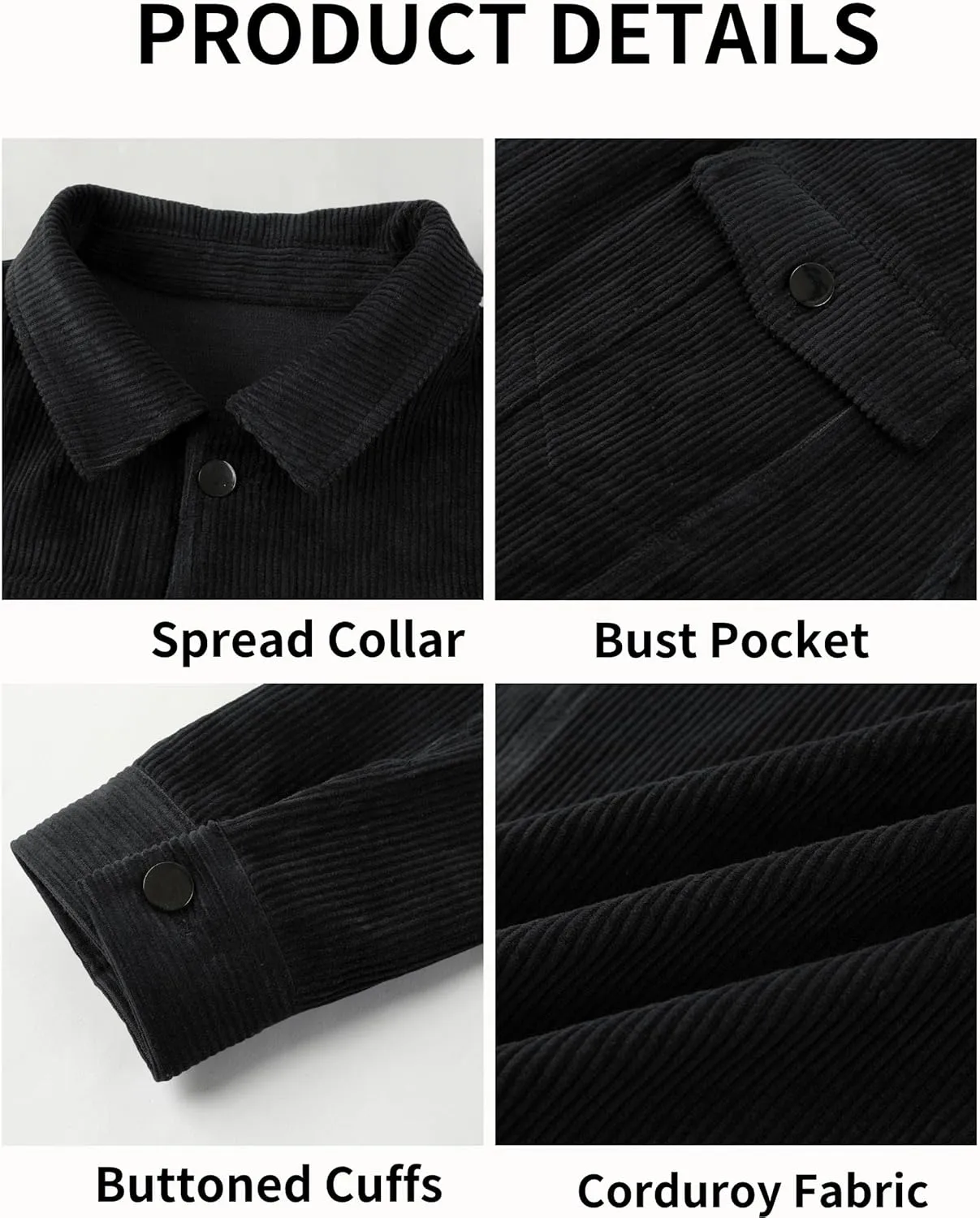 Pretifeel Mens Corduroy Trucker Jacket Slim Fit Button Down Fall Winter Coat