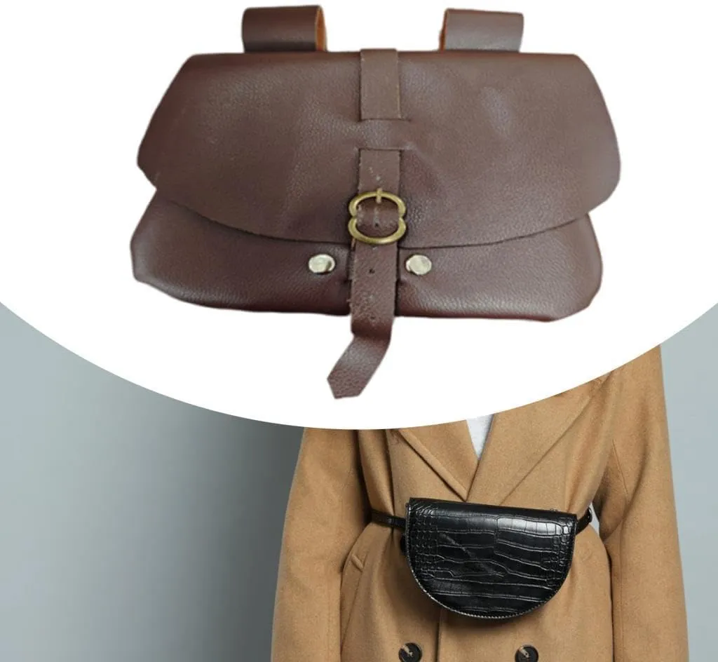 PU Leather Waist Bag for Travel And Larp Activities, Brown