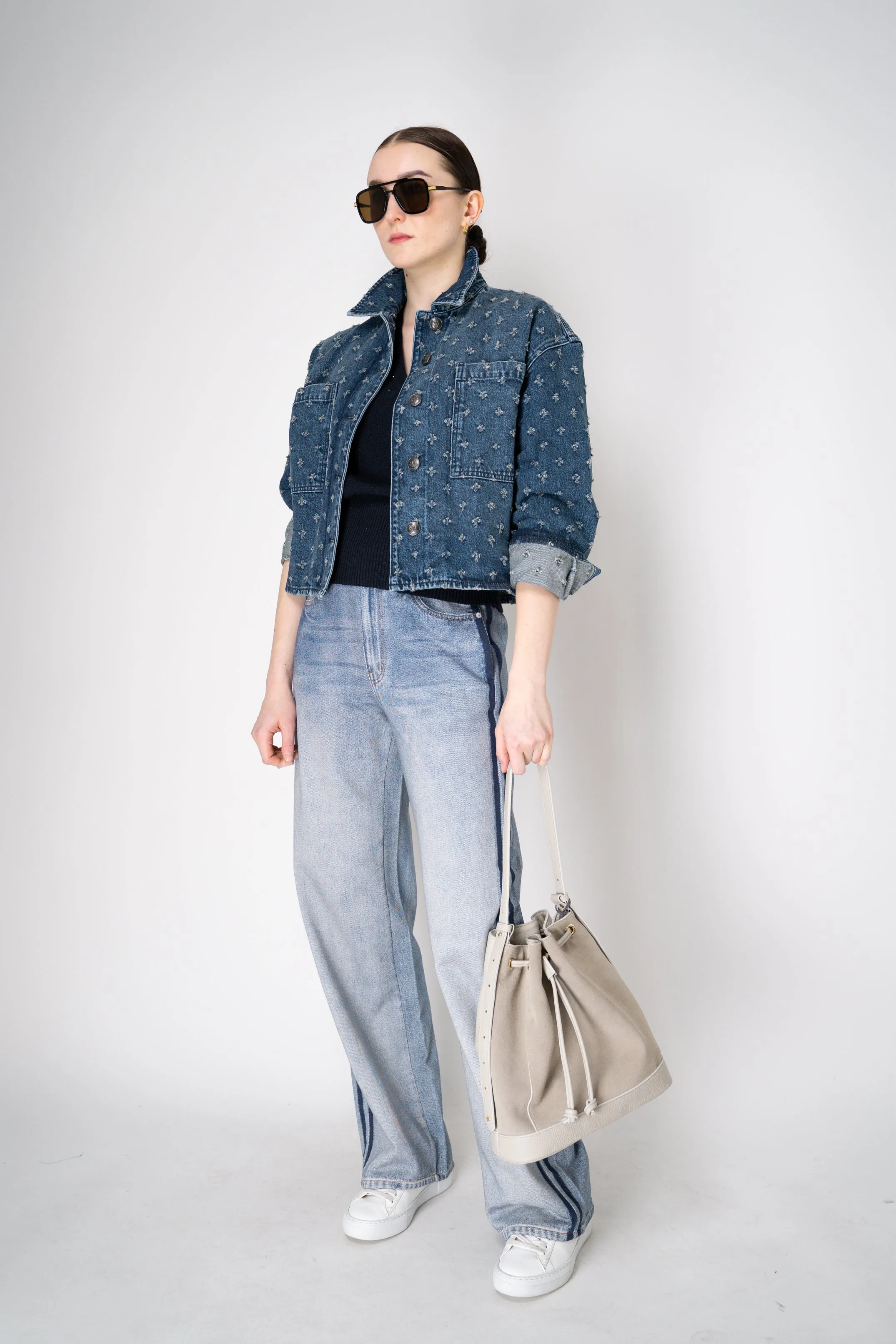 Rag & Bone Vintage Tweed "Jaiden" Shirt Jacket with Distressed Flowers