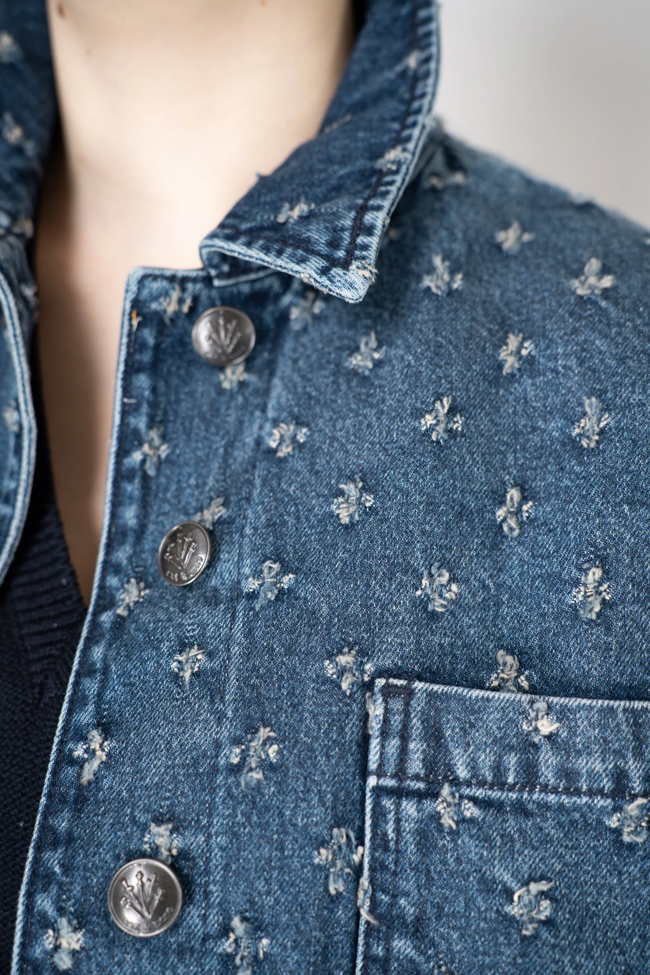 Rag & Bone Vintage Tweed "Jaiden" Shirt Jacket with Distressed Flowers