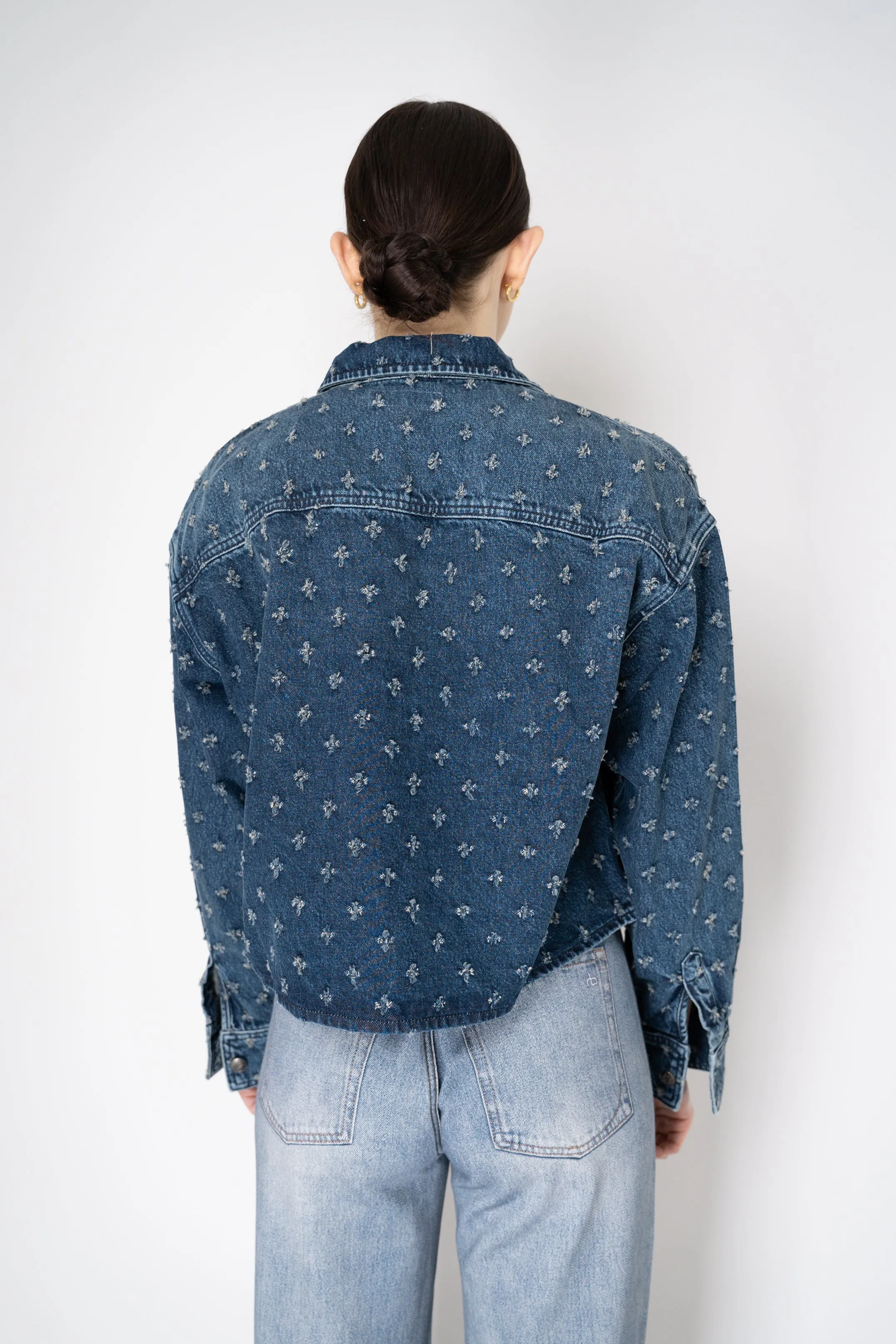 Rag & Bone Vintage Tweed "Jaiden" Shirt Jacket with Distressed Flowers