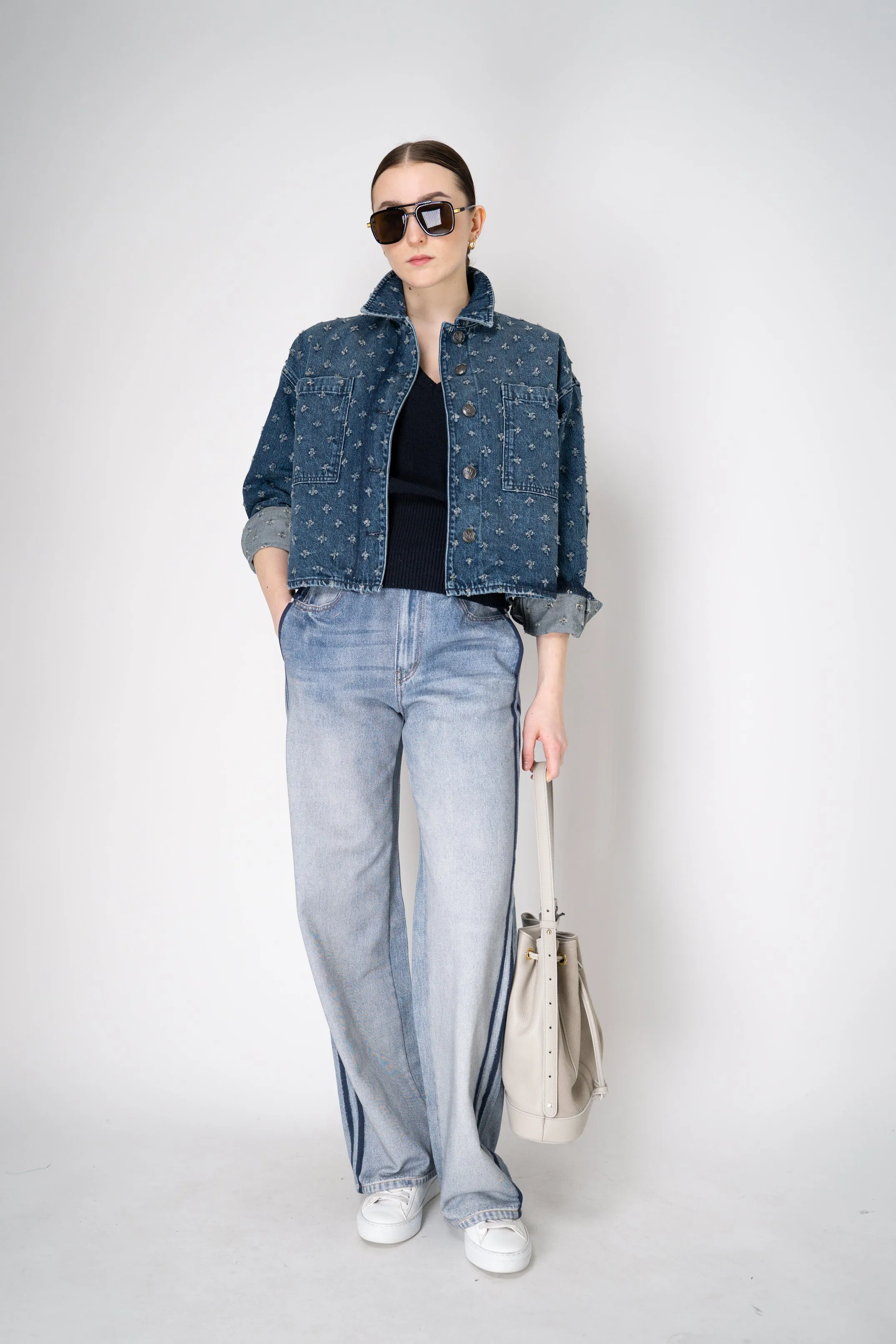 Rag & Bone Vintage Tweed "Jaiden" Shirt Jacket with Distressed Flowers