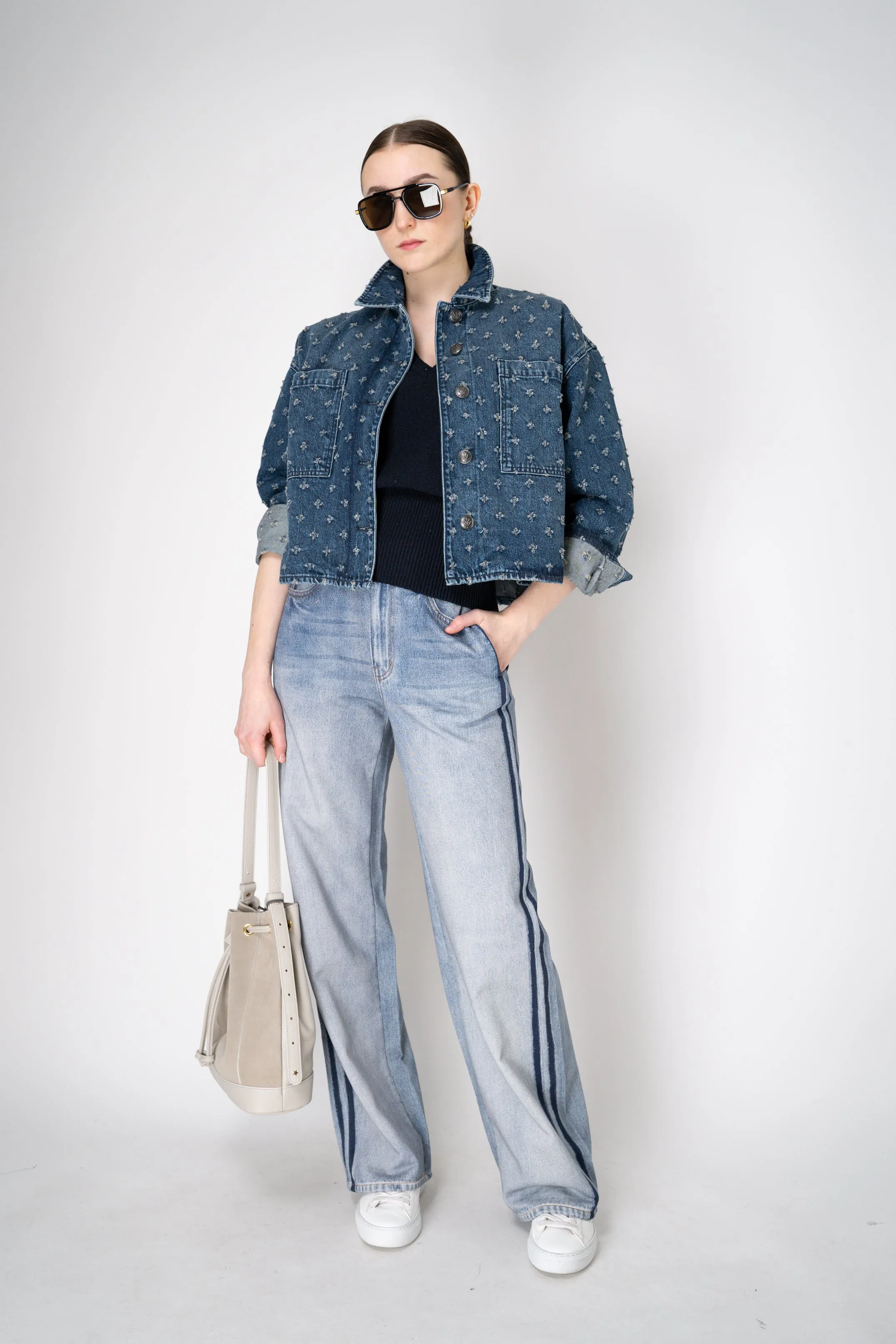 Rag & Bone Vintage Tweed "Jaiden" Shirt Jacket with Distressed Flowers