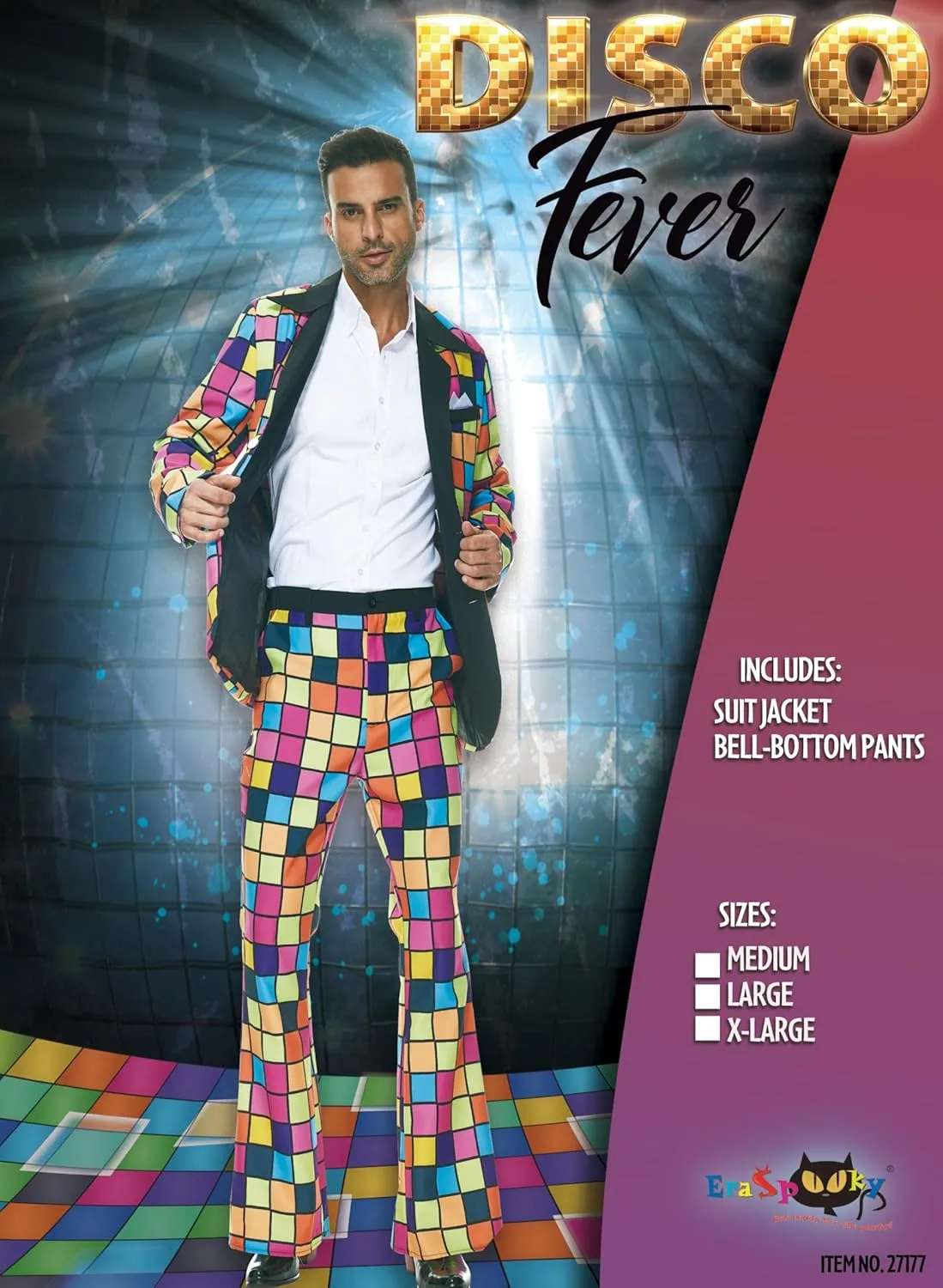 ReneeCho Men 60s 70s Disco Costume Performance Suit Jacket and Pant Halloween Party