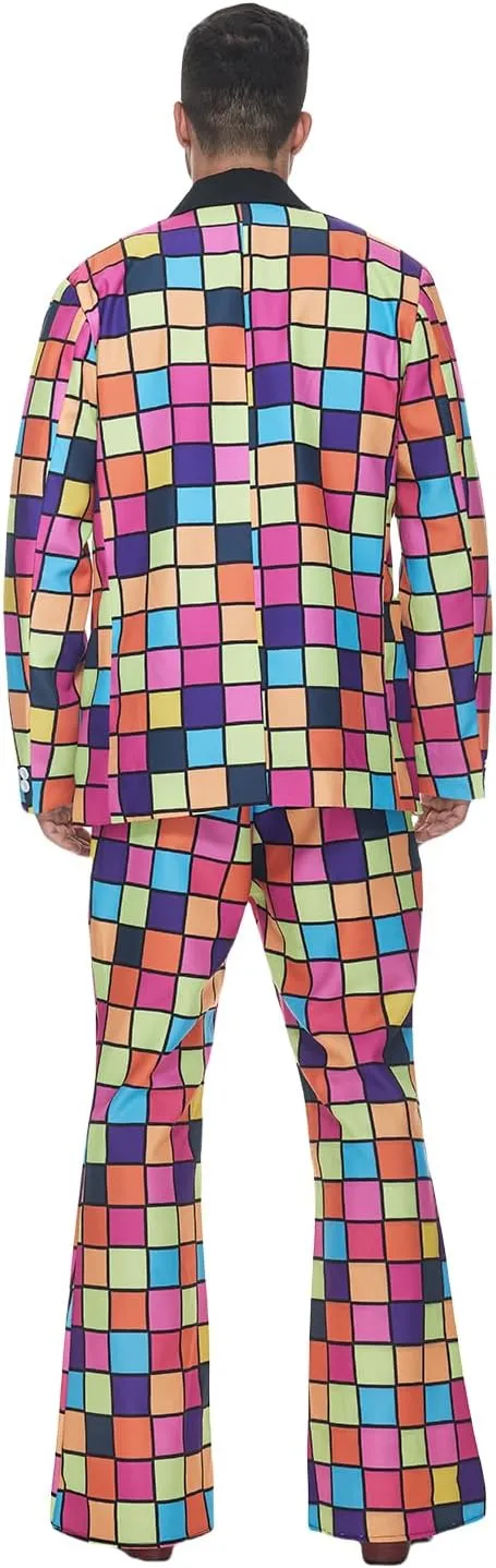 ReneeCho Men 60s 70s Disco Costume Performance Suit Jacket and Pant Halloween Party