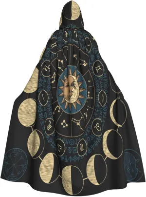 Retro Style Sun Moon Astrology Themed Costumes Party Christmas Hooded Robe Cloak For Adult Men Women Decoration Cape Halloween Cosplay Hoodie