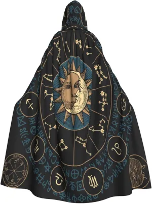 Retro Style Sun Moon Astrology Themed Costumes Party Christmas Hooded Robe Cloak For Adult Men Women Decoration Cape Halloween Cosplay Hoodie