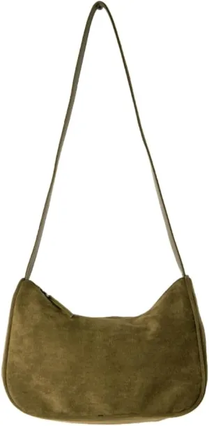Retro Suede Shoulder Bag for Women Mini Top Handle Purse Causal Suede Hobo Sling Handbag Trendy Slouchy Bag Tote Purse 2024