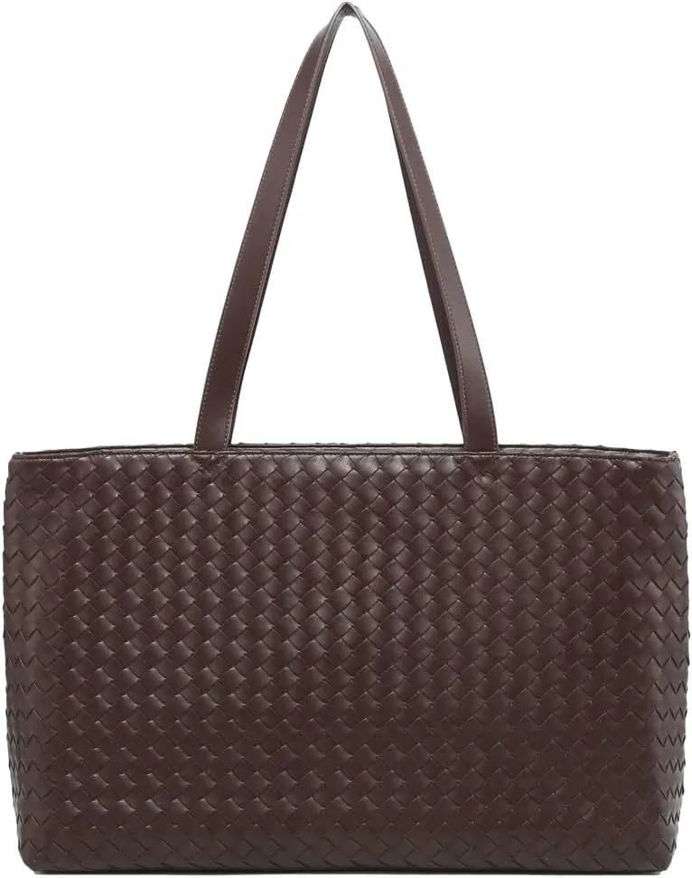 Retro Woven Tote Bag Handbag Purse Unisex Large Shoulder Purses Leather Woven Hobo Bag Underarm Handbags for Women Men