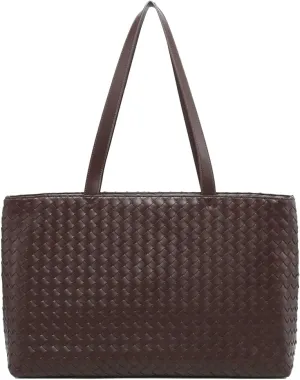 Retro Woven Tote Bag Handbag Purse Unisex Large Shoulder Purses Leather Woven Hobo Bag Underarm Handbags for Women Men