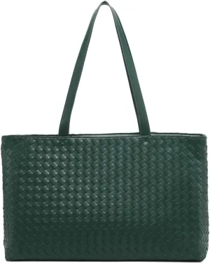 Retro Woven Tote Bag Handbag Purse Unisex Large Shoulder Purses Leather Woven Hobo Bag Underarm Handbags for Women Men