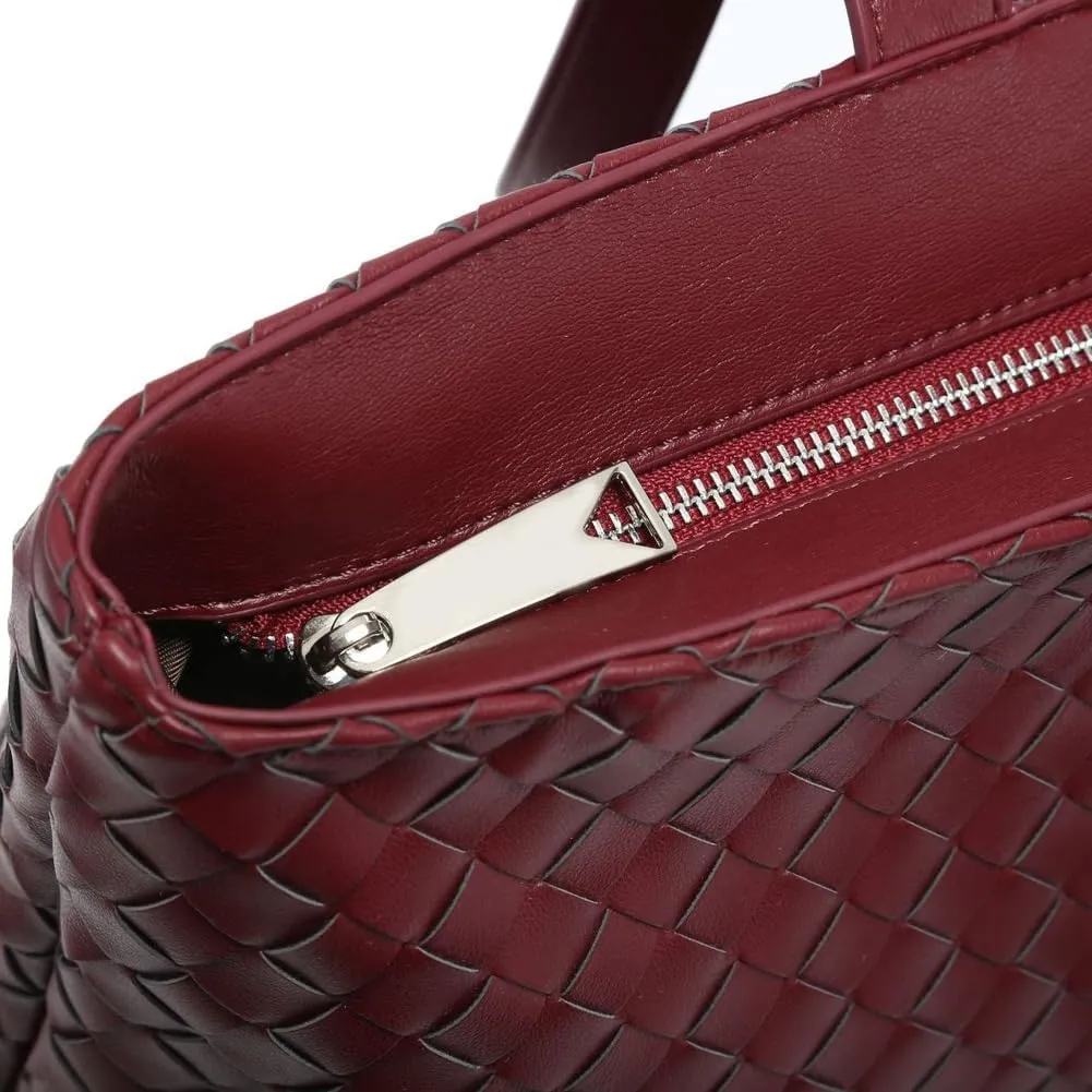 Retro Woven Tote Bag Handbag Purse Unisex Large Shoulder Purses Leather Woven Hobo Bag Underarm Handbags for Women Men