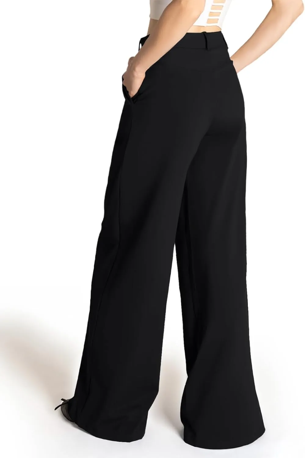 Safort Women's Wide Leg Pants Stretch Dress Pants Loose Leg Palazzo Trousers 28''/31''/34'' for Office Work Business