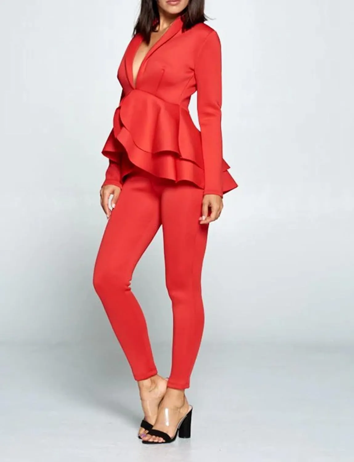 Salimdy Sexy 2 Piece Outfits for Women Long Sleeve Solid Blazer with Pants Casual Elegant Business Suit Sets
