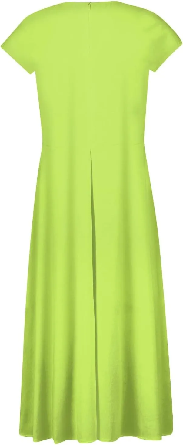 Segaven Sundresses for Women Cap Sleeve Floral Print Sundresses Elegant Wrap V Neck Long Dresses Flowy Trendy Maxi Dress