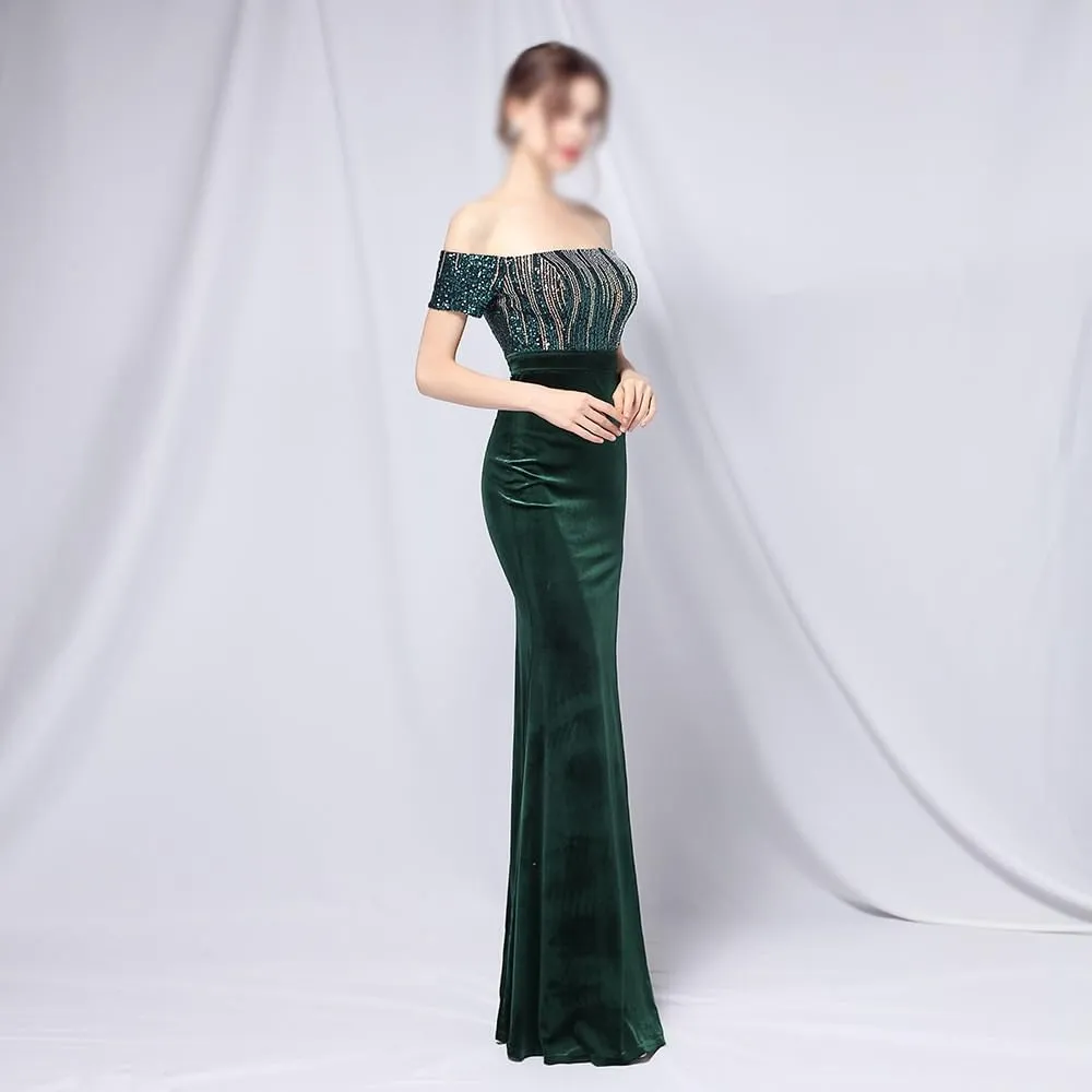 Sequin Long Plus Size Women's Performance Dress, Banquet Evening Dress(XXXX-Large)