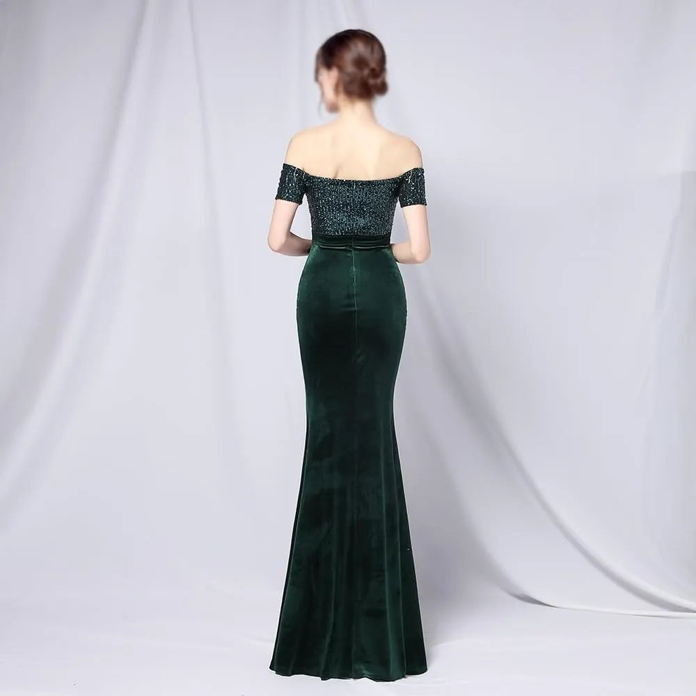 Sequin Long Plus Size Women's Performance Dress, Banquet Evening Dress(XXXX-Large)