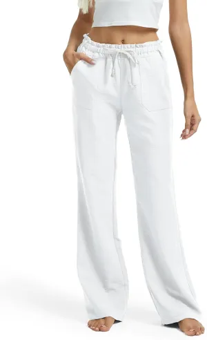 SEVEGO Tall Women Casual Linen Pants 30"/32"/34"/36" Inseam Drawstring Smocked Waist Beach Summer Trousers with Pockets