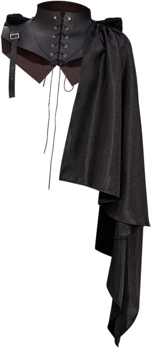 Single Sleeve Shawl Assassin Cape Cosplay Gothic Costume Victorian Props Armor Cloak Retro Style Shawl for Role Playing Masquerade Halloween