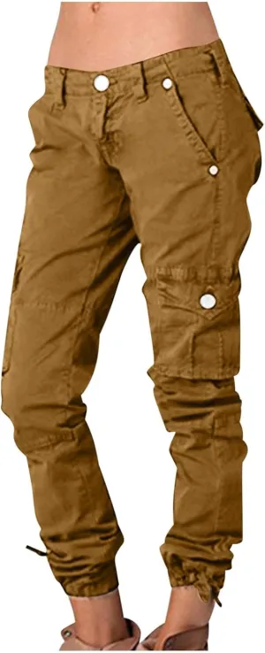 Slim Fit Cargo Pants for Women Casual High Waist Work Long Pant High Waist Straight Outdoor Hiking Pant Trousers