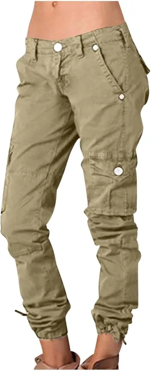 Slim Fit Cargo Pants for Women Casual High Waist Work Long Pant High Waist Straight Outdoor Hiking Pant Trousers
