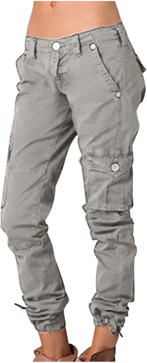 Slim Fit Cargo Pants for Women Casual High Waist Work Long Pant High Waist Straight Outdoor Hiking Pant Trousers