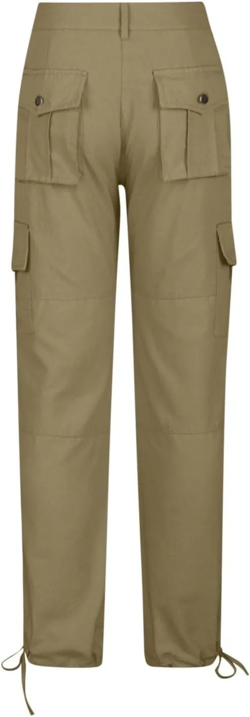 Slim Fit Cargo Pants for Women Casual High Waist Work Long Pant High Waist Straight Outdoor Hiking Pant Trousers