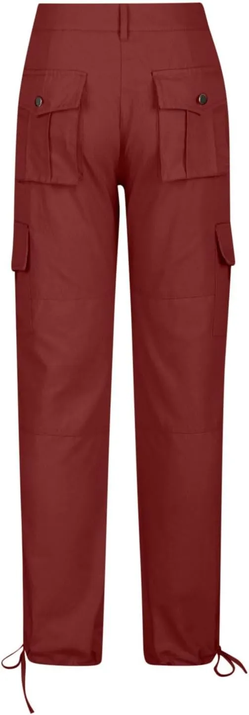 Slim Fit Cargo Pants for Women Casual High Waist Work Long Pant High Waist Straight Outdoor Hiking Pant Trousers