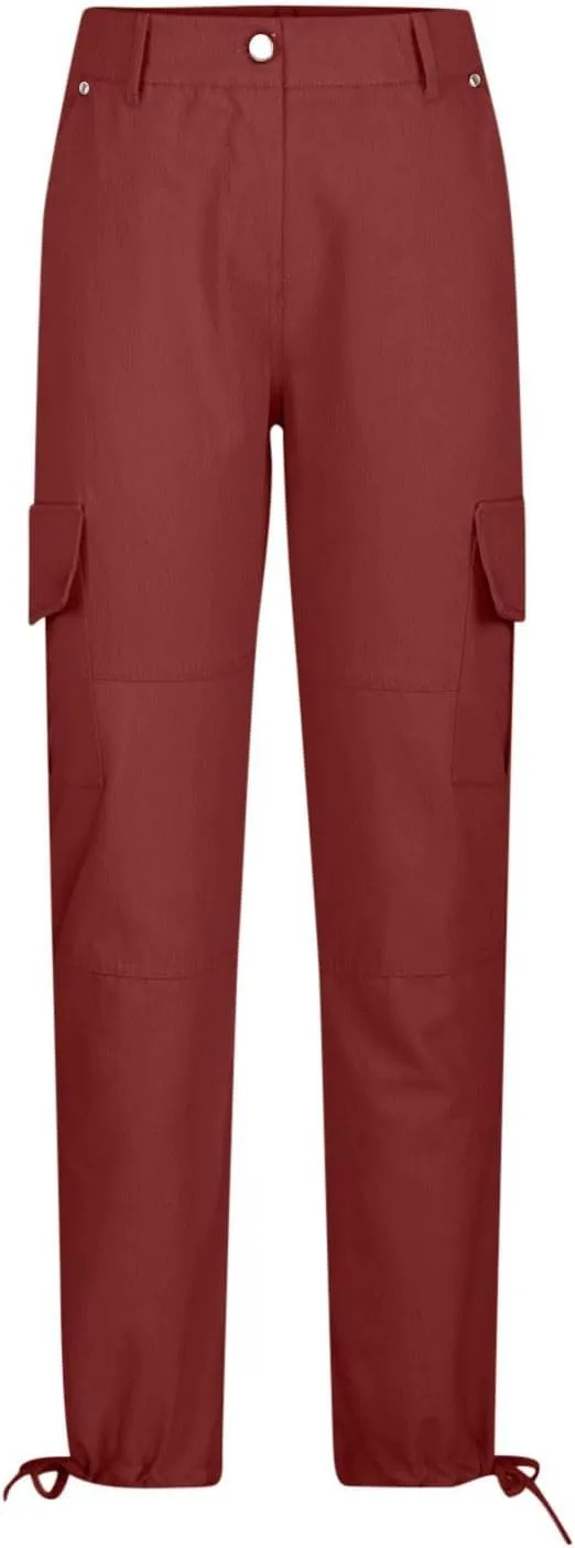Slim Fit Cargo Pants for Women Casual High Waist Work Long Pant High Waist Straight Outdoor Hiking Pant Trousers