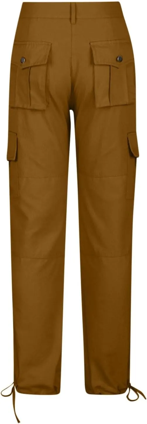 Slim Fit Cargo Pants for Women Casual High Waist Work Long Pant High Waist Straight Outdoor Hiking Pant Trousers