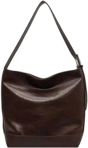 Slouchy Shoulder Bag Trendy Adjustable Hobo Bucket Crossbody Bag Soft Women Handbag Work College Tote Slouchy Purse (Coffee)