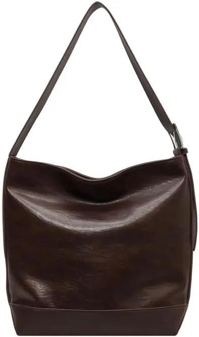 Slouchy Shoulder Bag Trendy Adjustable Hobo Bucket Crossbody Bag Soft Women Handbag Work College Tote Slouchy Purse (Coffee)