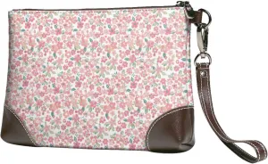 Small Clutch Purses for Women - Floral retro style Leather Wristlet Wallets for Women with Wrist Strap