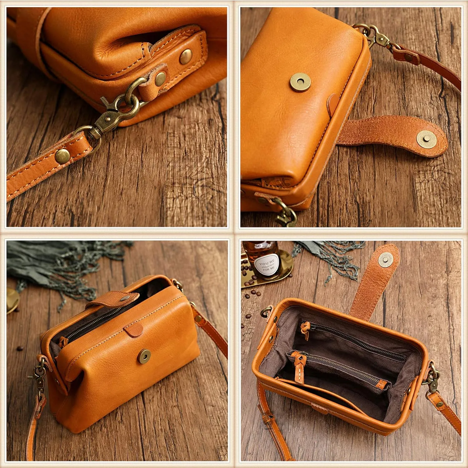 Small Leather Retro Crossbody Bag Ladies Shoulder Satchel Bag Handbag Vintage Handmade Doctor Bag
