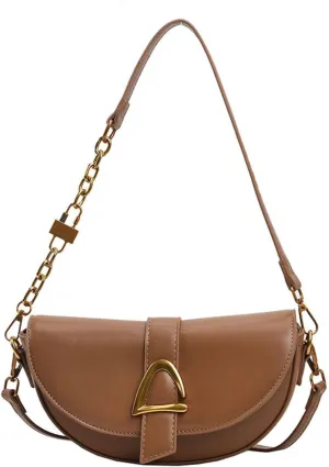Small Leather Saddle Armpit Bags For Women Summer Chain Shoulder Crossbody Bag Ladies Vintage Underarm Handbags Bolsa